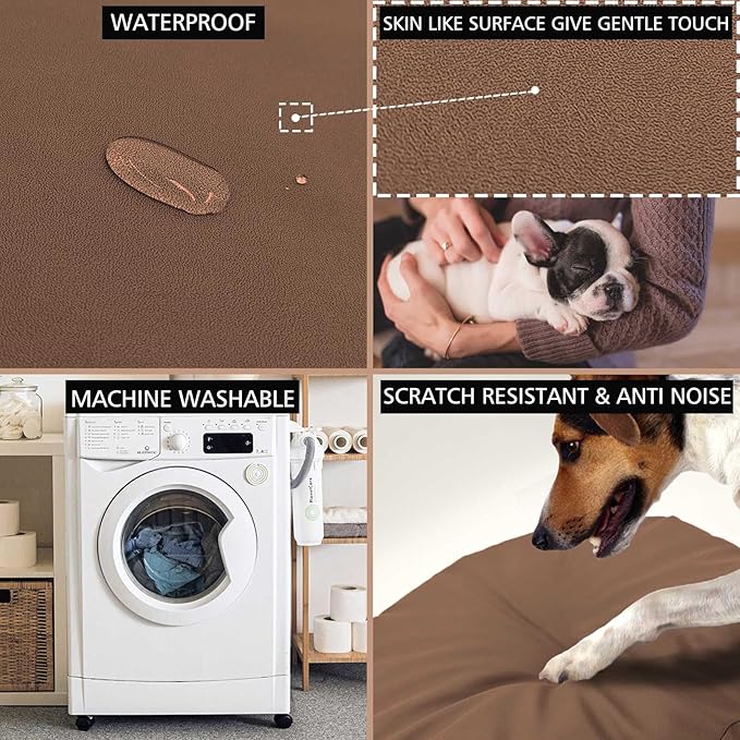 Dog Bed Cover Waterproof Replacement Machine Washable Covers for 30x20 Inch Dog Bed Heavy Duty Scratch Resistant Mattress Protector Pet Bed Cover Only Brown