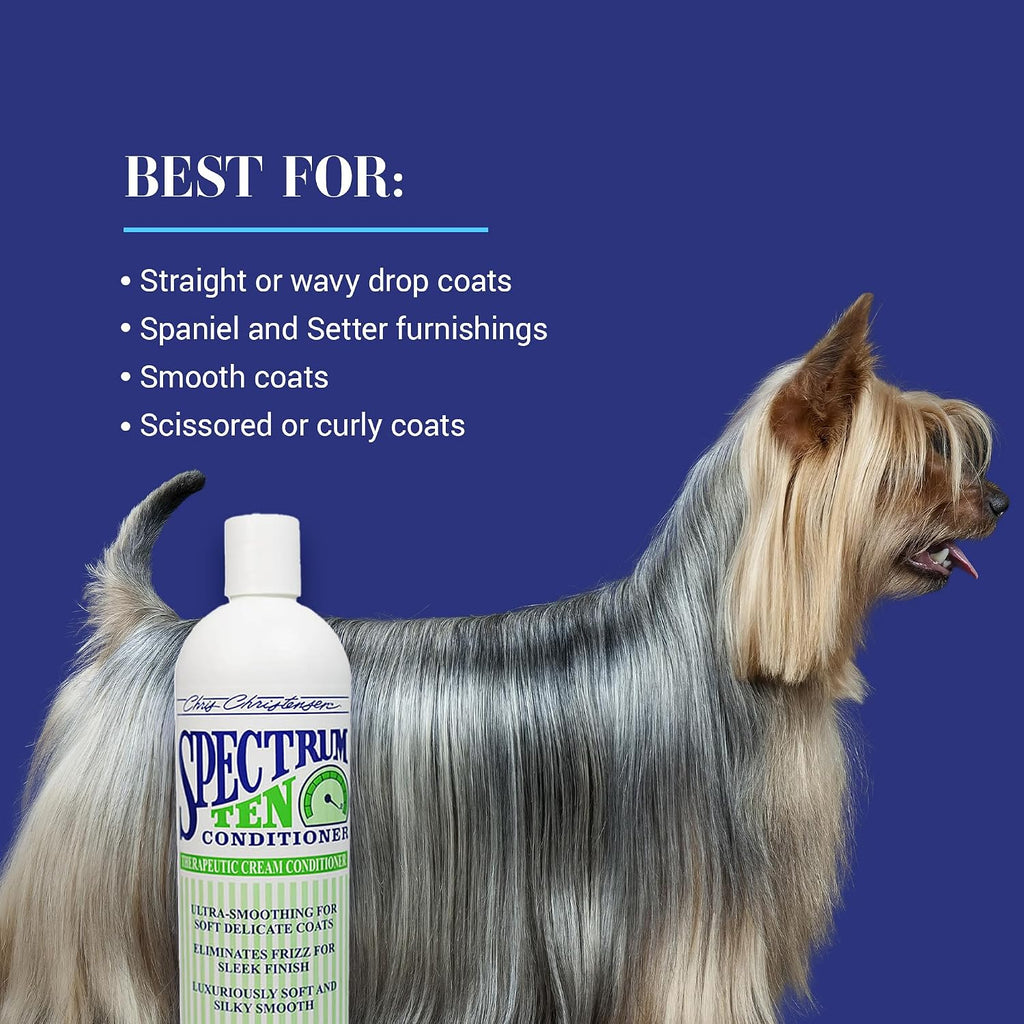 Chris Christensen Spectrum Ten Dog Conditioner, Groom Like a Professional, Gentle Cleansing, Leaves Coat Soft & Silky, Gorgeous Shine, Made in the USA, 473ml