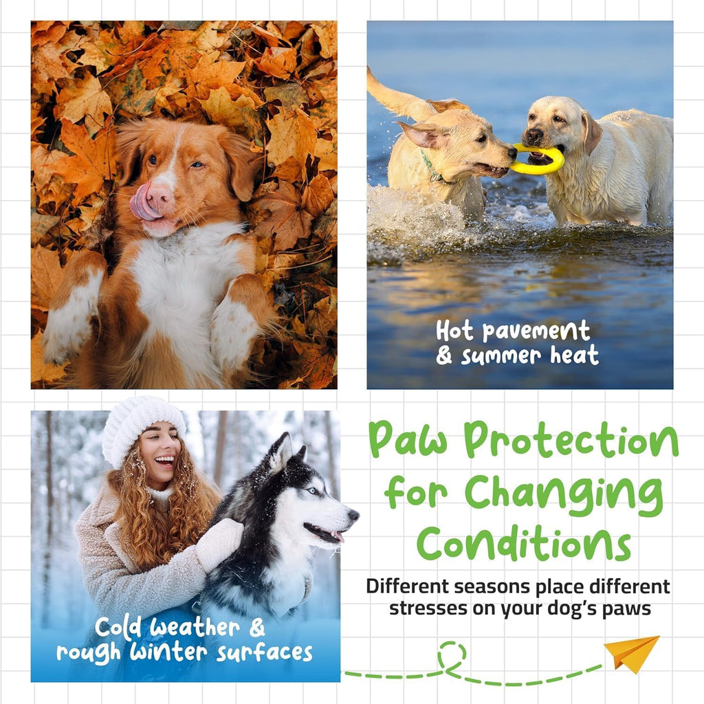 Roll-On Dog Paw Balm, Dog Paw Protector for Hot Pavement & Snow, 2.4 oz Wax | Non-Toxic, Food-Grade, Natural Dog Paw Moisturizer for Dry, Cracked Paws, Lick Safe Paw Balm, Easy-to-Apply Paw Wax for Dogs