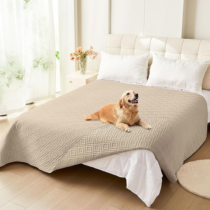 hyha Waterproof Dog Blanket, Soft Dog Bed Cover Pet Blankets, Waterproof Sofa Couch Cover for Dogs Washable, Reversible Pet Couch Covers for Sofa Furniture (82x102 Inch, Taupe/Taupe)