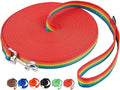 AmaGood Dog Training Leash Long Recall Training Agility Leash-15 ft 20 ft 30 ft 50 ft Long Lead Leash for Dog Training,Recall,Play,Safety,Camping (15feet, Rainbow)