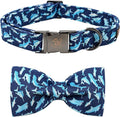 Elegant Little Tail Bowtie Collar for X-Small Puppy and Cat - Shark Print, Adjustable
