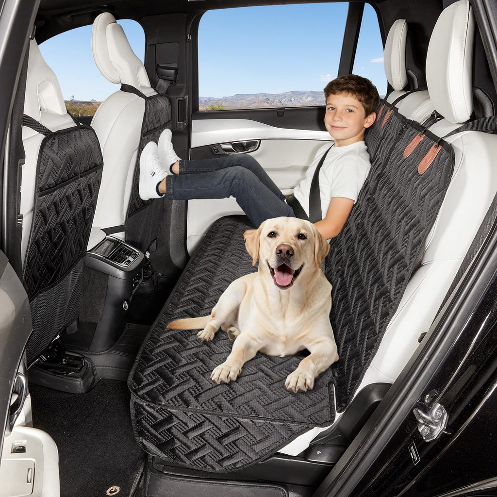 Dog Car Seat Cover for Back Seat,Back Seat Pet Cover for Dogs,Waterproof Scratchproof Rear Bench Seat Cover Protector (Black, L)