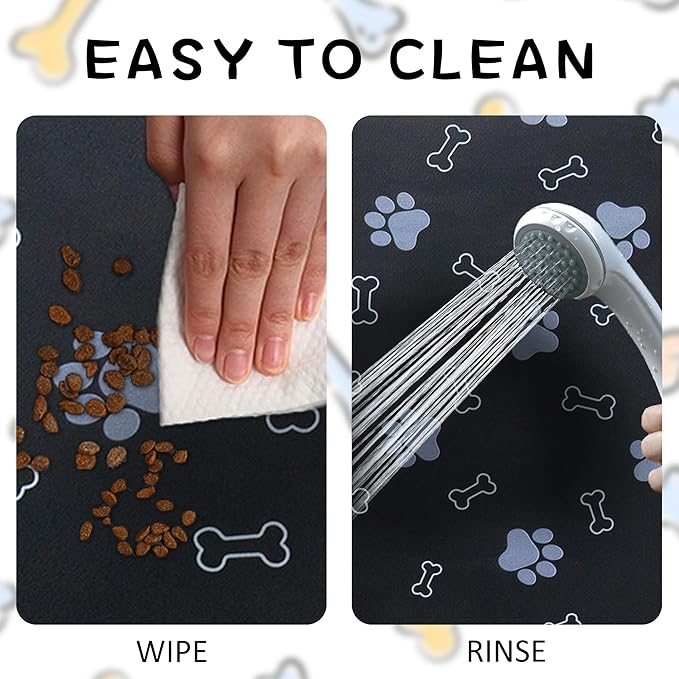 Pet Cat Dog Food Mat Non Slip Mat for Dog Water Bowl Mat Quick Dry Absorbent Cat Feeding Mat, 18.1 * 11.8 in, Light Grey