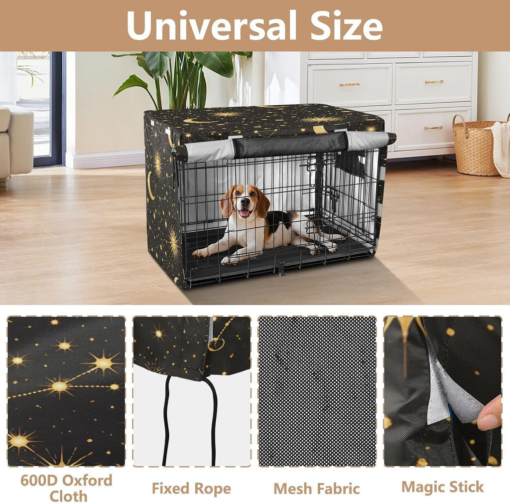 Moon Stars Constellations Dog Crate Covers Breathable Dog Kennel Cover Windproof Waterproof Privacy Shading Fit for 42IN Wire Dog Cage