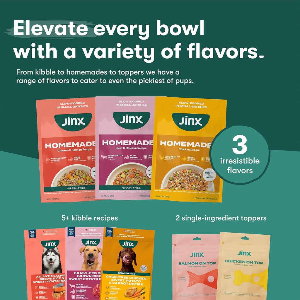 Jinx Chicken Wet Dog Food Toppers, Homemades 6 Pack, 9oz | Meal or Mix with Dry Dog Food, Made with Real Chicken, Bone Broth & No Fillers for Puppies, Adults & Seniors
