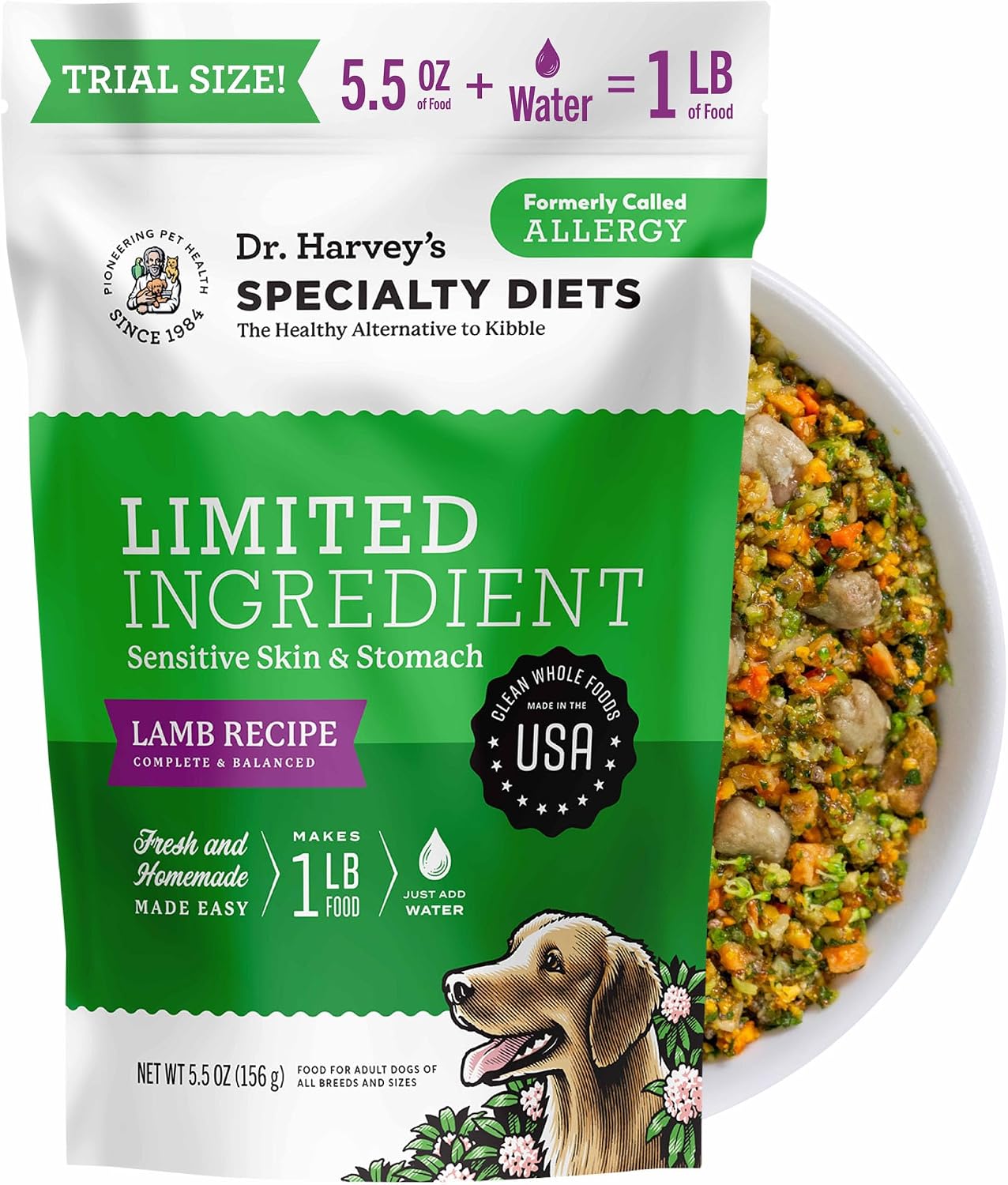 Dr. Harvey's Limited Ingredient Dog Food, Lamb, Trial Size | for Dogs with Food Sensitivities - Trial Size, 5.5 oz