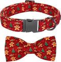 Christmas Dog Collar, Soft Pet Collar Gingerbread Man Cute Dog Collar with Bow Red Christmas Tree Adjustable Sturdy Collars Winter Holiday Collars for X-Small Girl Boy Dogs