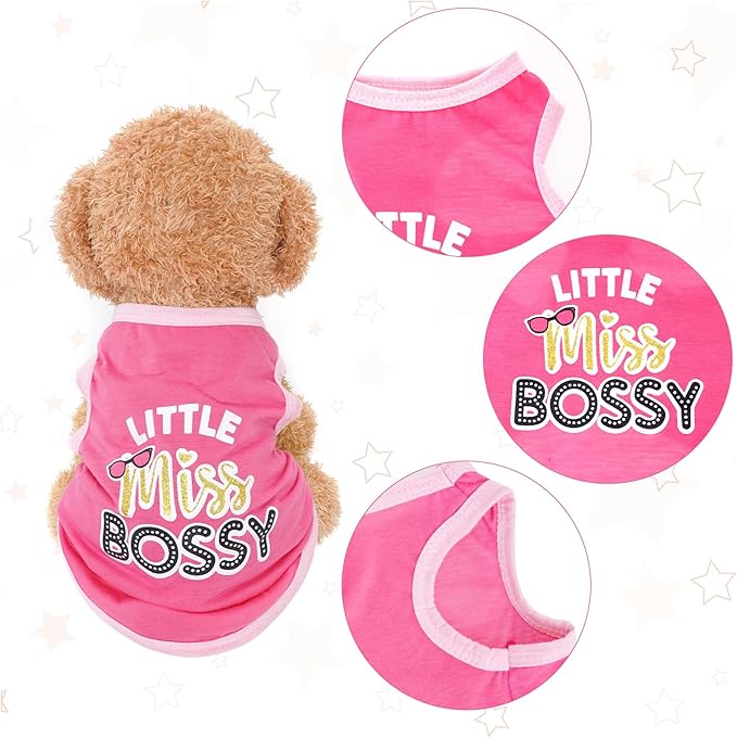 4 Pack Dog Shirts Summer Printed Puppy Clothes Cute Sleeveless Pet T Shirts Dog Clothes for Small Medium Dogs Cats Girl(L)