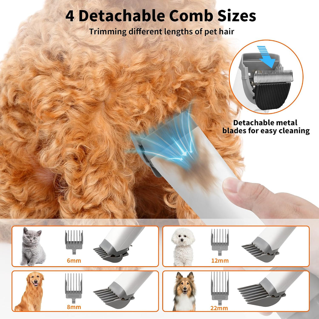 binROC 4-in-1 Dog Grooming Vacuum Kit for Pet Hair Shedding & Home Cleaning | 13000Pa Strong Suction, 3 Suction Settings, Grooming Brush, Cleaning & Crevice Tool, 4 Guard Combs, 1.5L Dust Cup