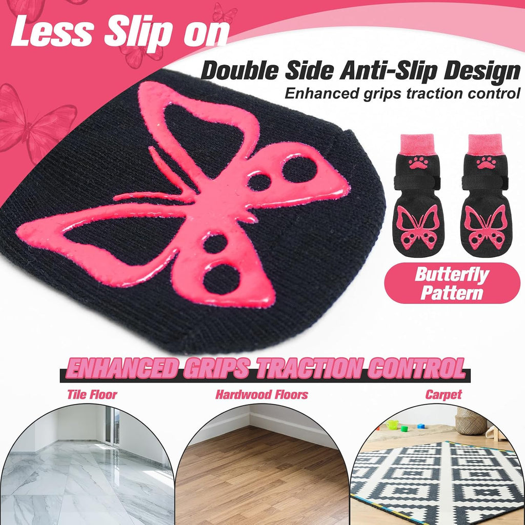 Anti Slip Dog Socks to Prevent Licking Paws for Hot Pavement | Dog Shoes Double Sides Dog Boots & Paw Protectors Booties for Hardwood Floors with Grip Small Medium Large Senior Dogs S