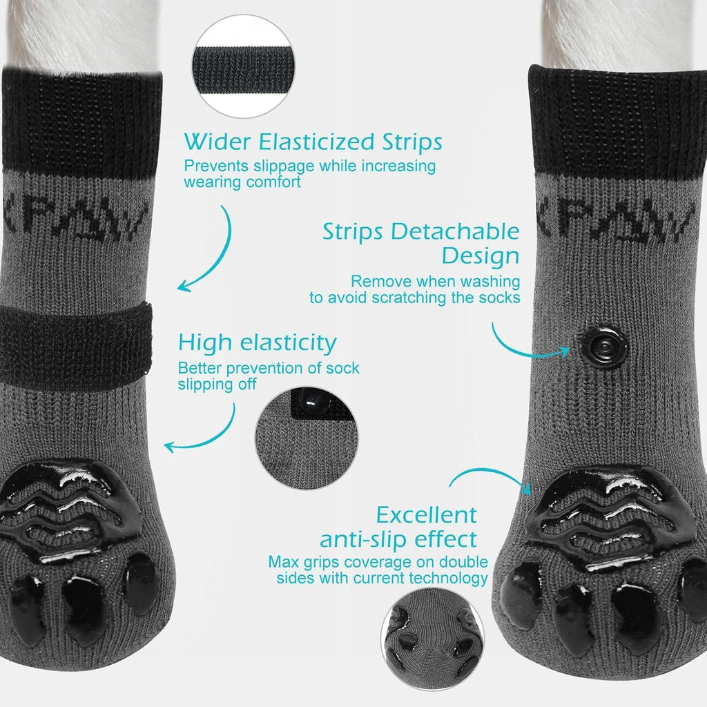 Anti-Slip Dog Socks,Dog Boots&Paw Protectors to Prevent Licking,Dog Shoes for Hot/Cold Pavement, Double Sides Non-Skid Traction Control on Hardwood Floor for Senior Dogs