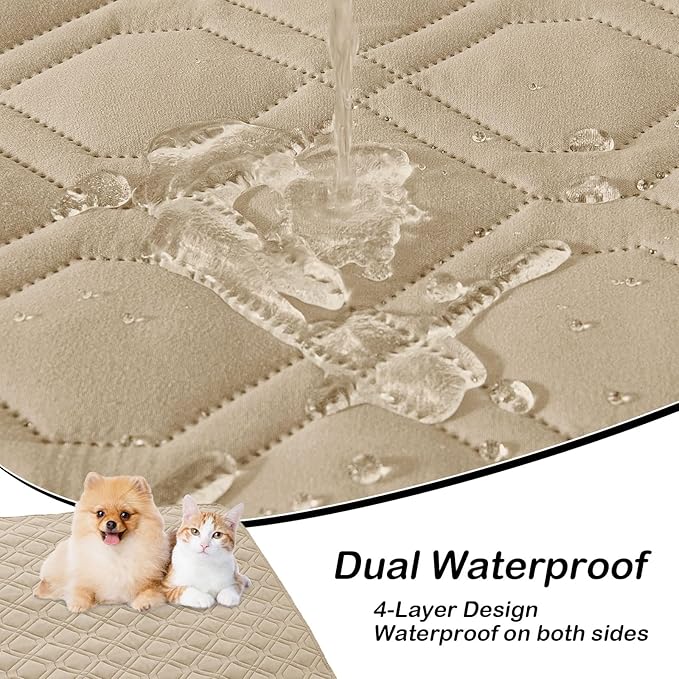 hyha Waterproof Dog Bed Blanket, Soft Pet Blankets, Waterproof Couch Cover for Dogs, Reversible Sofa Covers Washable for Furniture (30x70 Inch, Taupe/Beige)