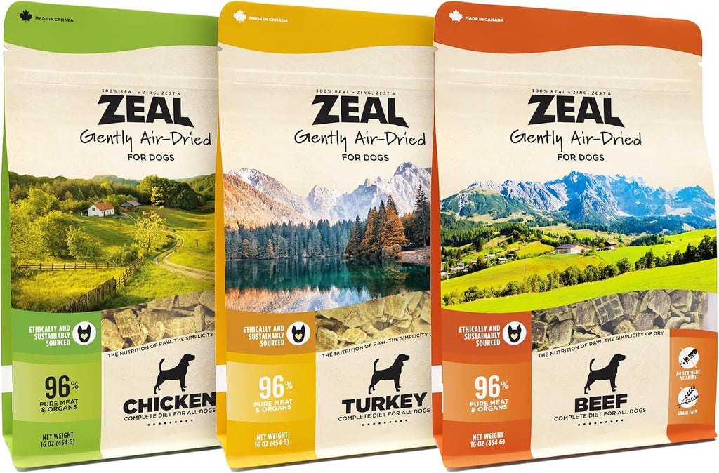 ZEAL Canada Air-Dried Dog Food - High Protein, Natural Superfoods, Nutrient Rich, No Fillers, Grain Free, Complete & Balanced (Beef, Turkey, Chicken) 3 lbs