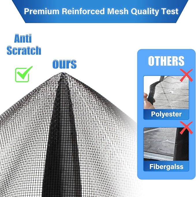 Magnetic Screen Door Upgraded PET Mesh Stronger Than Fiberglass and Polyester,Hands Free,Keeps Bugs Out,Pet & Kid Friendly,Suitable for Sliding Door,Large Patio Door and French Door-60''x80''