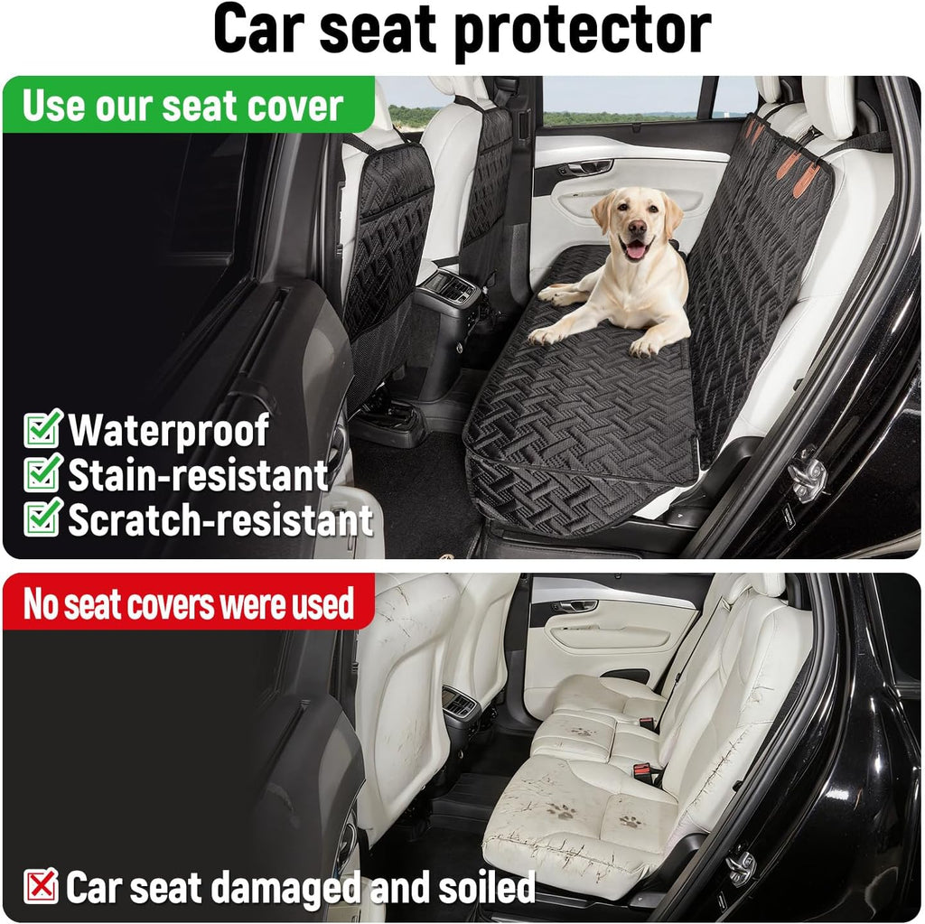 Dog Car Seat Cover for Back Seat,Back Seat Pet Cover for Dogs,Waterproof Scratchproof Rear Bench Seat Cover Protector (Black, L)