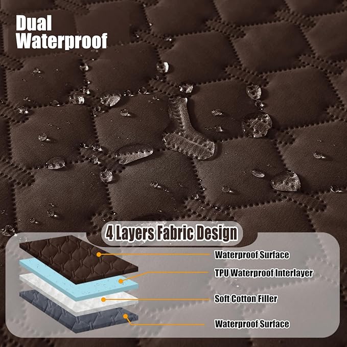 Smiry Waterproof Dog Bed Cover Blanket, Soft Reversible Pet Blanket, Washable Leakproof Cats Dogs Couch Cover for Sofa, Couch, Furniture (82x102 Inch, Chocolate/Dark Grey)