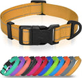 Joytale Small Dog Collar, Reflective and Adjustable Nylon Collar with Quick-Release Buckle, Lightweight No-Choke Design for Small Dogs, Khaki, 5/8" Width