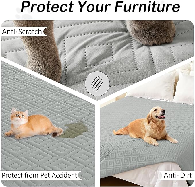 hyha Waterproof Dog Blanket, Soft Dog Bed Cover Pet Blankets, Waterproof Sofa Couch Cover for Dogs Washable, Reversible Pet Couch Covers for Sofa Furniture (68x82 Inch, Grey/Grey)