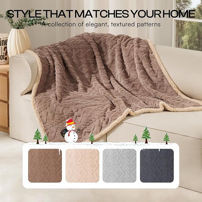 Luciphia Waterproof Pet Blanket, Liquid Pee Proof Dog Blanket for Sofa Bed Couch, Reversible Sherpa Fleece Furniture Protector Cover for Small Medium Large Dogs Cats, Khaki Queen Size（90" x 82"）