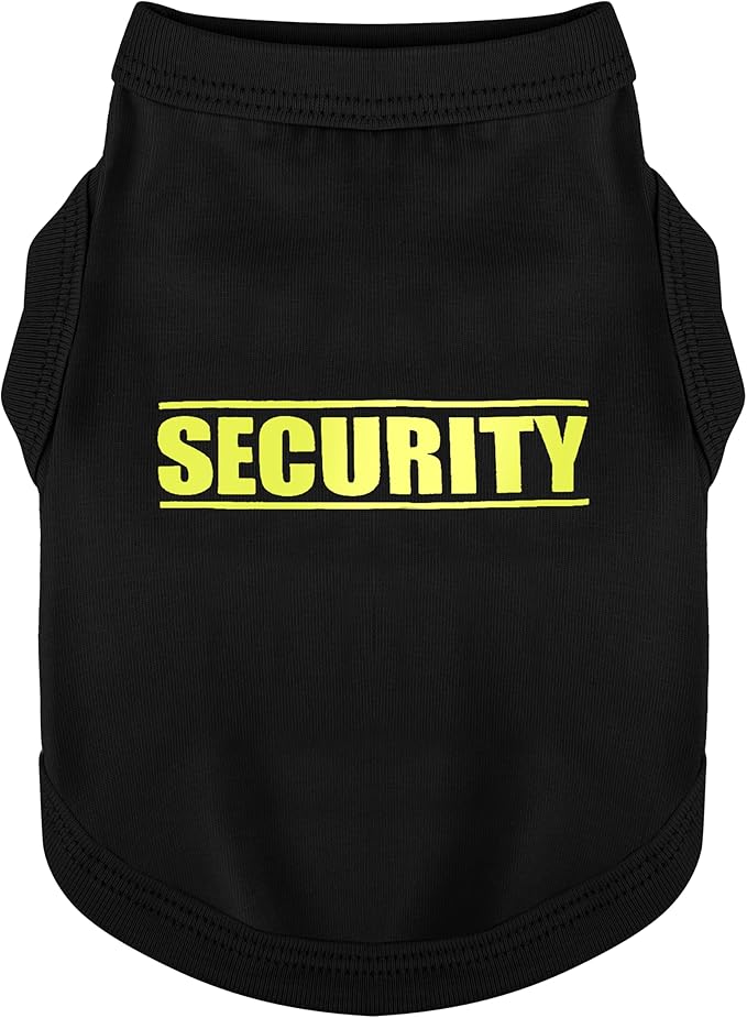 Discover Cozy Cotton Canine Wear: Soft, Lightweight, and Breathable Dog Shirt Vest with Eye-Catching Graphics(Security), Keeping Your Furry Friend Warm and Comfy! Black XXL