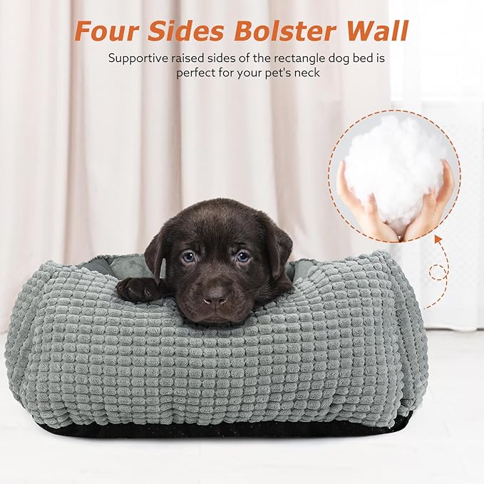 MIXJOY X-Large Dog Bed for Large, Medium, Small Dogs - Rectangle, Washable, Orthopedic, Soft Calming Sleeping Puppy Bed - Durable Pet Cuddler with Anti-Slip Bottom - XL (35"x25"x9")