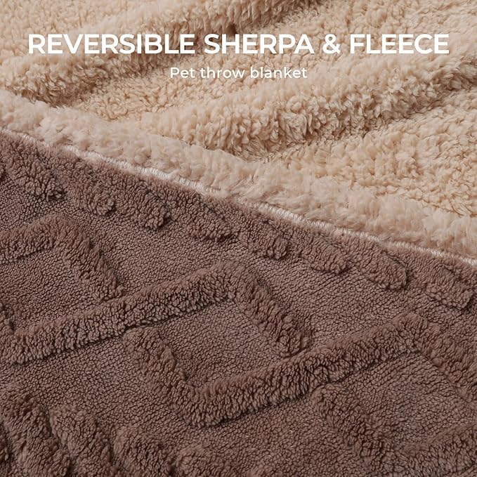 Luciphia Waterproof Pet Blanket, Liquid Pee Proof Dog Blankets for Sofa Bed Couch, Reversible Sherpa Fleece Furniture Protector Cover for Small Medium Large Dogs Cats,Khaki Large（65" x 57"）