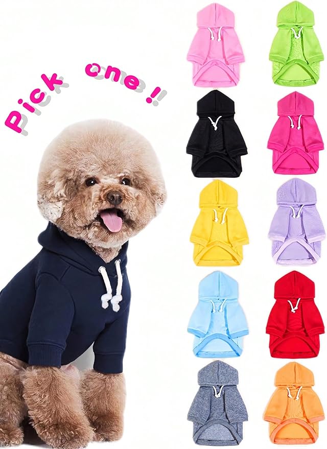 QWINEE Basic Dog Hoodie Sweatshirt Puppy Sweater Warm Cat Costumes Pet Clothes for Chihuahua Puppy Kitten Small Medium Dogs Green Small