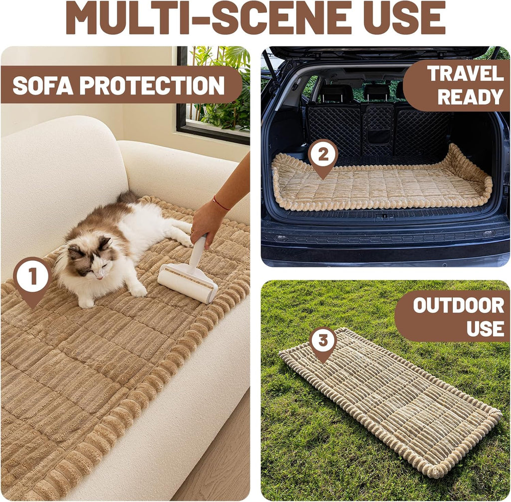 Dog Car Seat Waterproof Bed Cover Nonslip Car Back Seat Soft and Comfortabl | Pet Bed Mat Car Blanket for Travel Backseat Extender Seat Covers Dog Bed for Cars Trucks and SUVs (Brown Cover 23.6” x 51”)