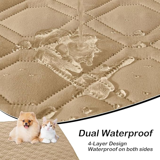 hyha Waterproof Dog Bed Blanket, Soft Pet Blankets, Waterproof Couch Cover for Dogs, Reversible Sofa Covers Washable for Furniture (40x70 Inch, Camel/Beige)