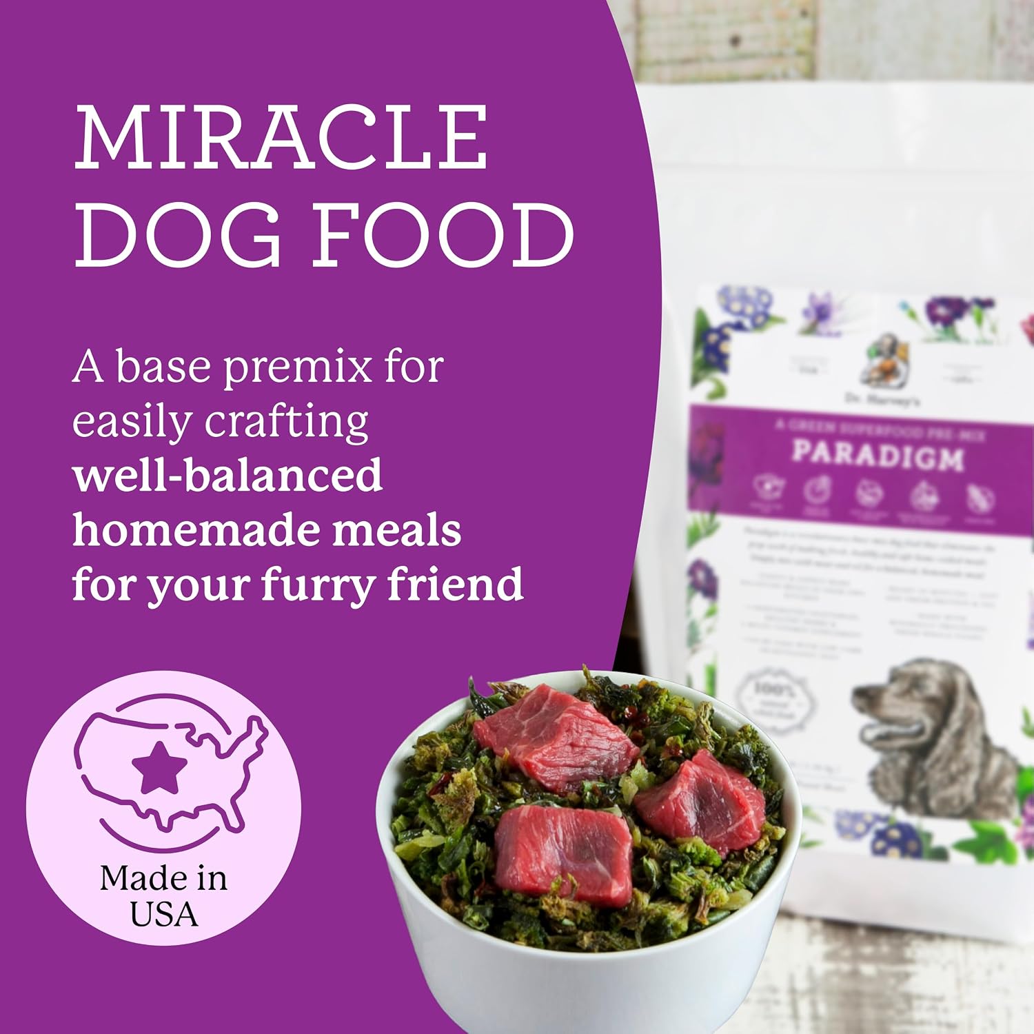 Dr. Harvey's Paradigm Green Superfood Base Mix, Trial (5.5 oz) | Human Grade - Grain Free - Low Carb Ketogenic Diet for Diabetic Dogs