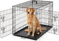 DUMOS 36 Inch Dog Crate, Foldable Small Medium Dog Cage Pet Kennel | Double Door Metal Wire, Plastic Leak-Proof Pan Tray, Portable Indoor Outdoor Training Travel