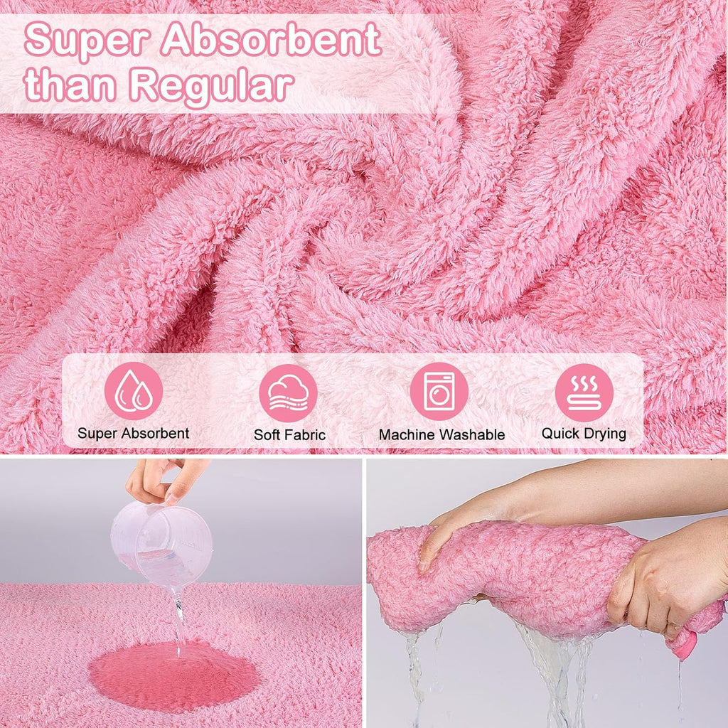 Bienbee Soft Dog Bathrobe，Super Absorbent & Quick-Drying Dog Robe with Hood, Cozy Drying Coat for After Bath, Pink XL