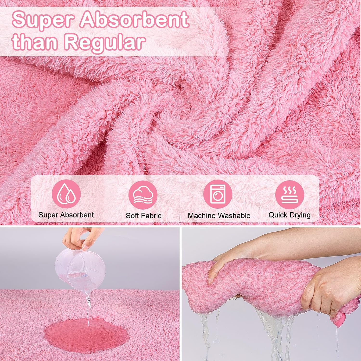 Bienbee Soft Dog Bathrobe，Super Absorbent & Quick-Drying Dog Robe with Hood, Cozy Drying Coat for After Bath, Pink XL