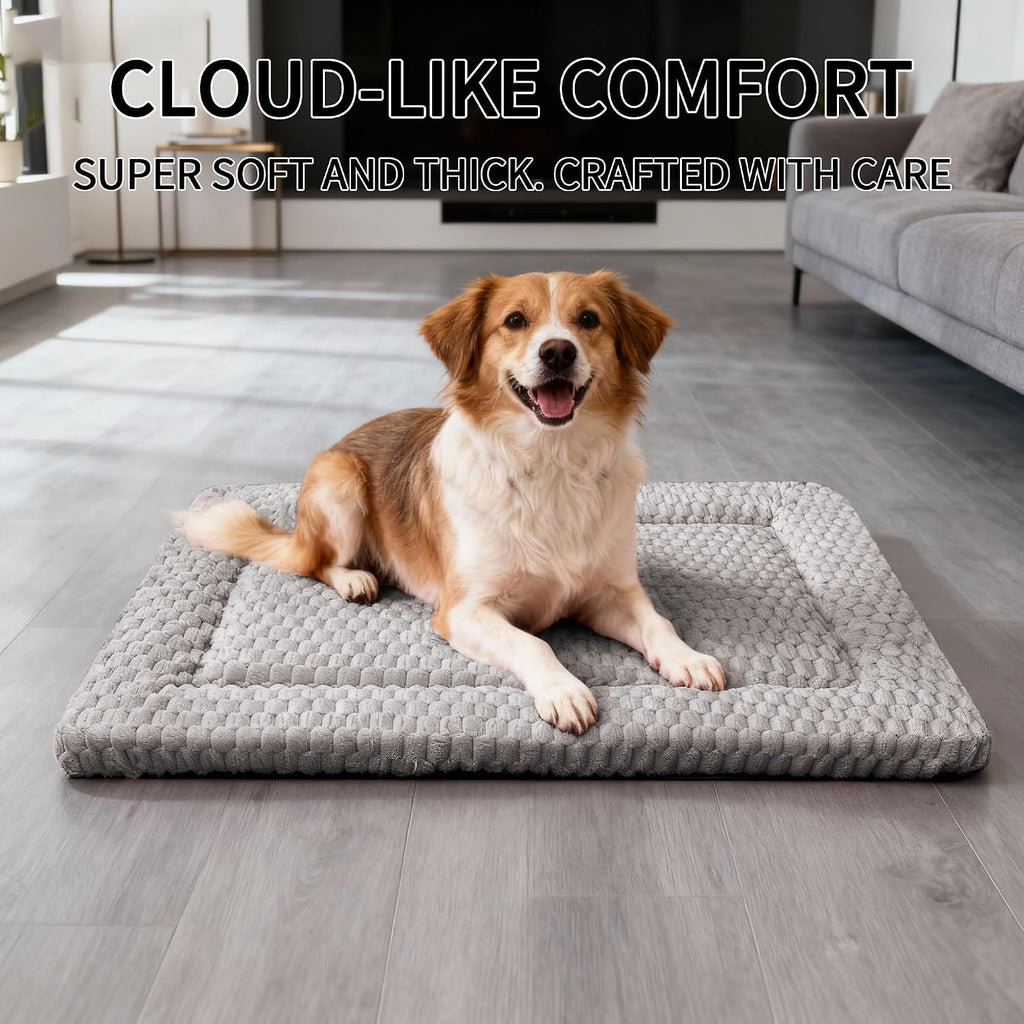 Dog Bed Mat - Dog Crate Pad - Reversible Mat for Pet Comfort - Soft Bed Crate Pads for All Seasons - Durable, Machine Washable Mat for Crates, Travel, and Home (Light Gray, 30" L*20" W*1.5" Th)