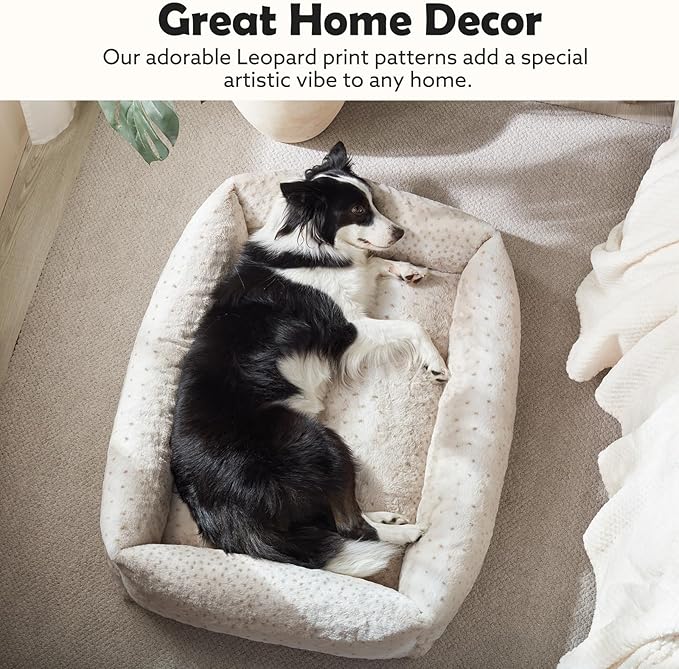 JOEJOY Dog Bed Medium Size Dog, Washable Orthopedic Premium Soft Corduroy Fleece Pet Bed with Removable Zipper Cover, Cute Calming Puppy Bed with Non Skid Bottom
