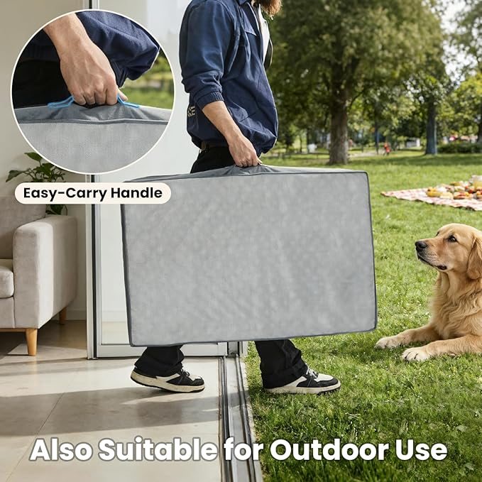 OhGeni Memory Foam Orthopedic Waterproof Dog Bed for Large Dogs, Machine-Washable Removable Cover in Easy-Clean Fabric, High Density Foam & Easy-Carry Handle, Suitable for Crate, 41 inch (Gray)