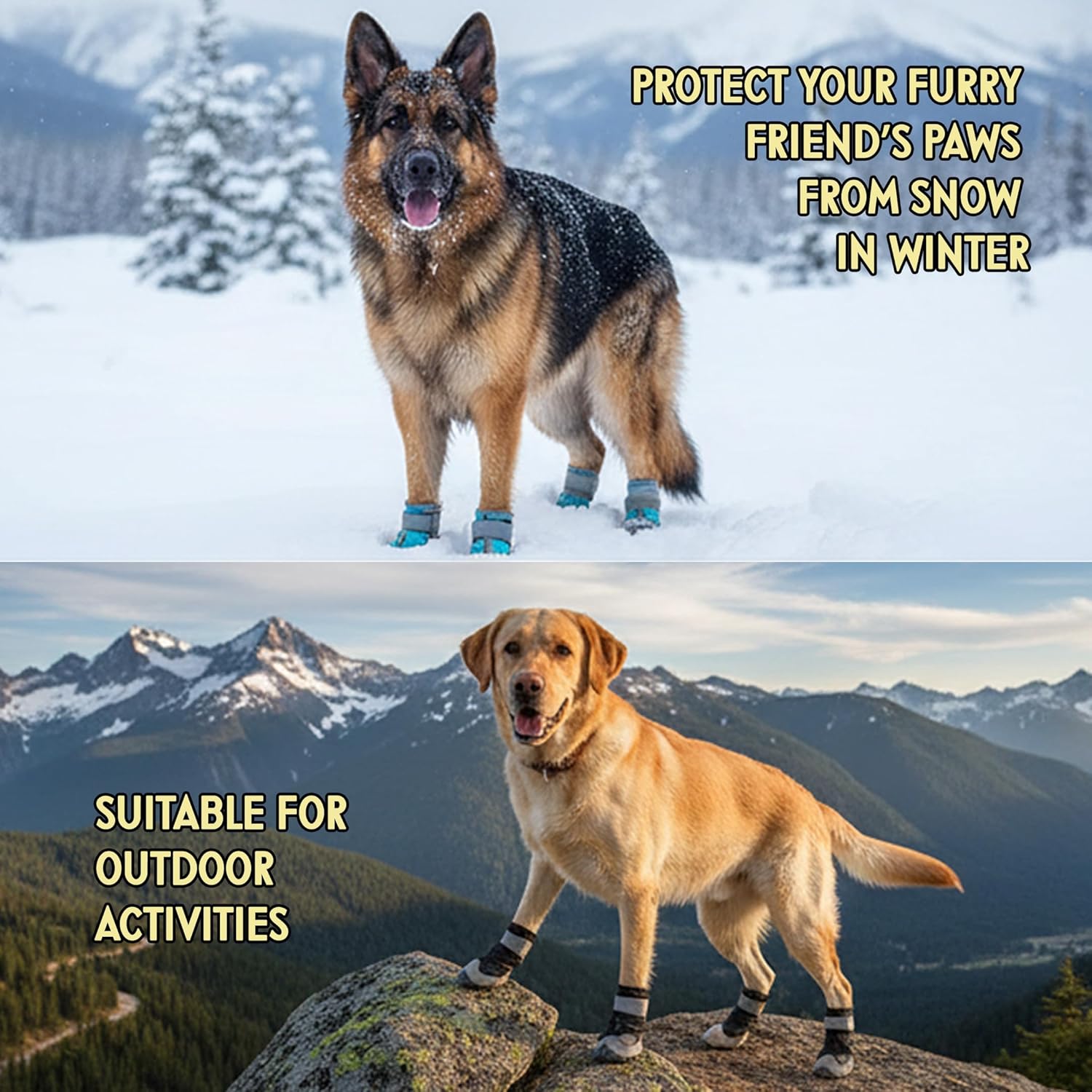 Dog Boots – Breathable Paw Protectors, Anti-Slip Sole (4 Pack, Size 3, Army Grey), for Medium Dogs | Hiking, Hot Pavement & Winter Snow | Adjustable Straps with Reflective Safety Design