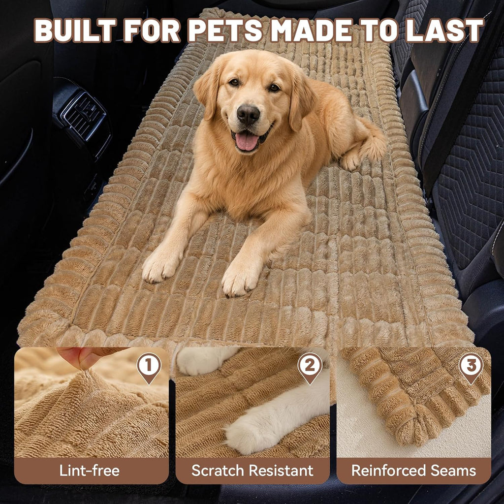 Dog Car Seat Waterproof Bed Cover Nonslip Car Back Seat Soft and Comfortabl | Pet Bed Mat Car Blanket for Travel Backseat Extender Seat Covers Dog Bed for Cars Trucks and SUVs (Brown Cover 23.6” x 51”)