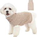Dog Sweaters for Small Dogs Turtleneck Pullover Puppy Sweater Sleeveless Cable Knit Sweater for Chihuahua Soft and Warm Acrylic Cat Dog Clothes for Cool Weather (Beige, Small)