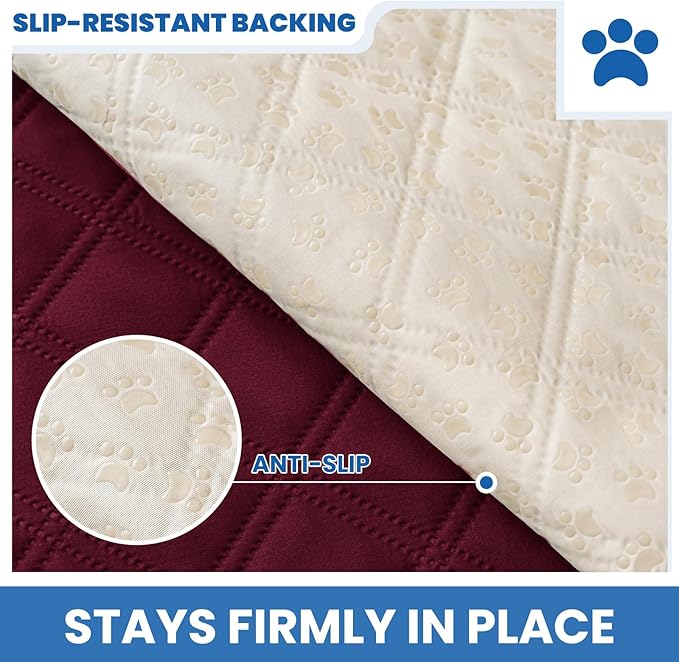 Waterproof Dog Bed Cover, Non-Slip Dog Blanket for Couch, Couch Covers for Dogs Washable, Pet Blanket for Furniture, Pet Bed Mat for Sofa, Car, Pet Supplies Christmas (82x102 Inch, Burgundy)