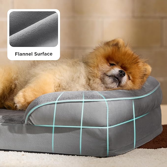 Bedsure Orthopedic Dog Beds for Small Dogs - Washable Small Dog Cat Bed Waterproof, Comfort Pet Couch Sofa with Washable Removable Cover, Pets Bed with Nonskid Bottom, Moss Green, 24"