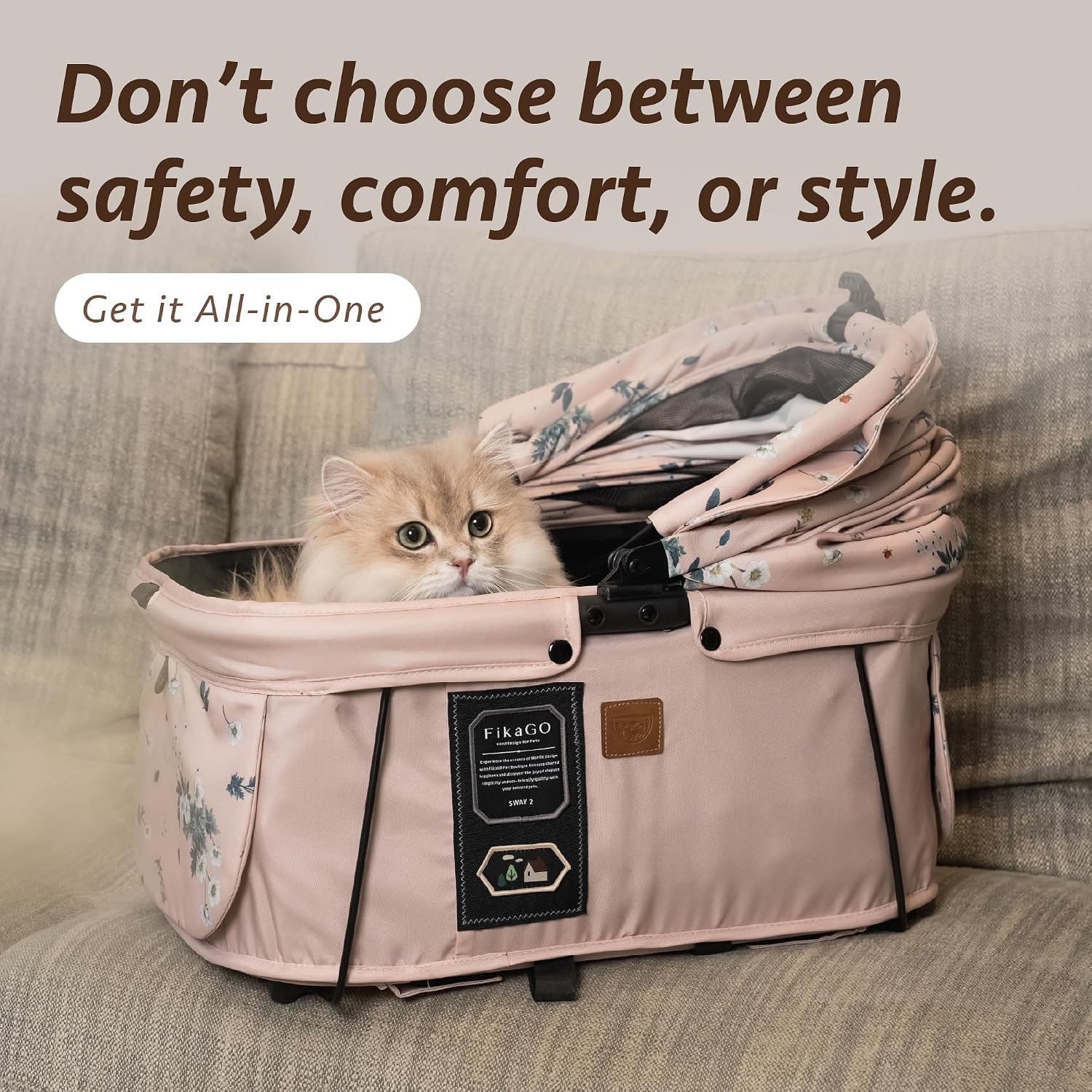 Sway2 Pet Car Seat and Carrier, 2-in-1 Booster Seat for Small Dogs and Cats