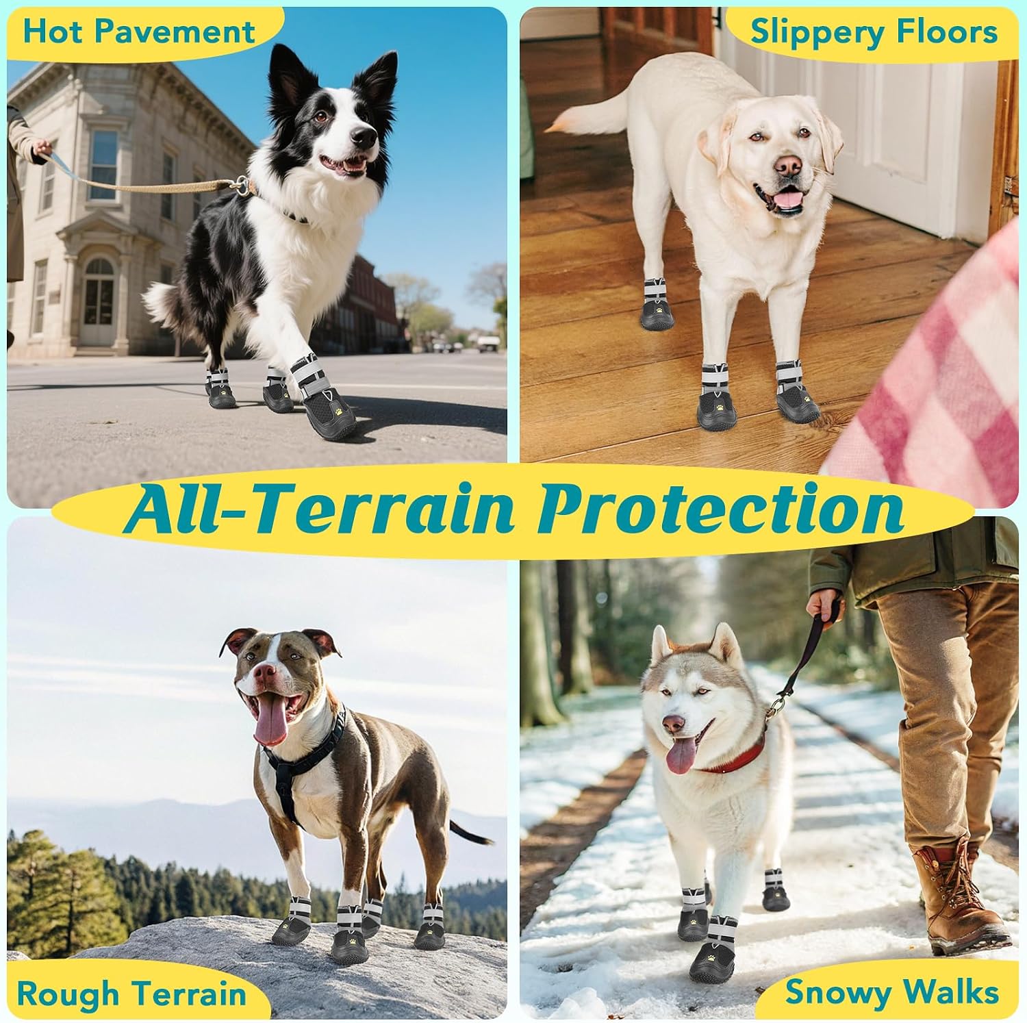 Dog Shoes for Large Medium Dogs, Dog Boots for Hot Pavement Size6 | Breathable Paw Protectors for Summer Walking Hiking Winter Snow Outdoor, No Slip Reflective Booties for Hardwood Floor