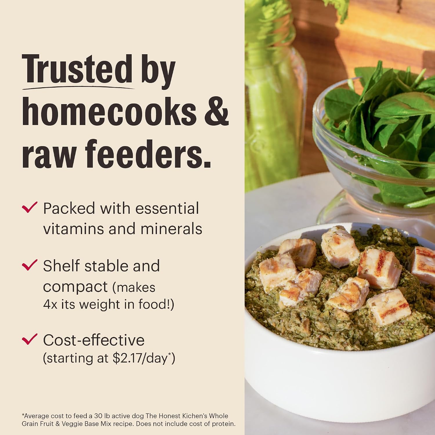 The Honest Kitchen Human Grade Whole Grain, Veggie & Fruit Base Mix Dehydrated Dog Food (Just Add Protein) - 7 Pound Box (Makes 12 Pounds)