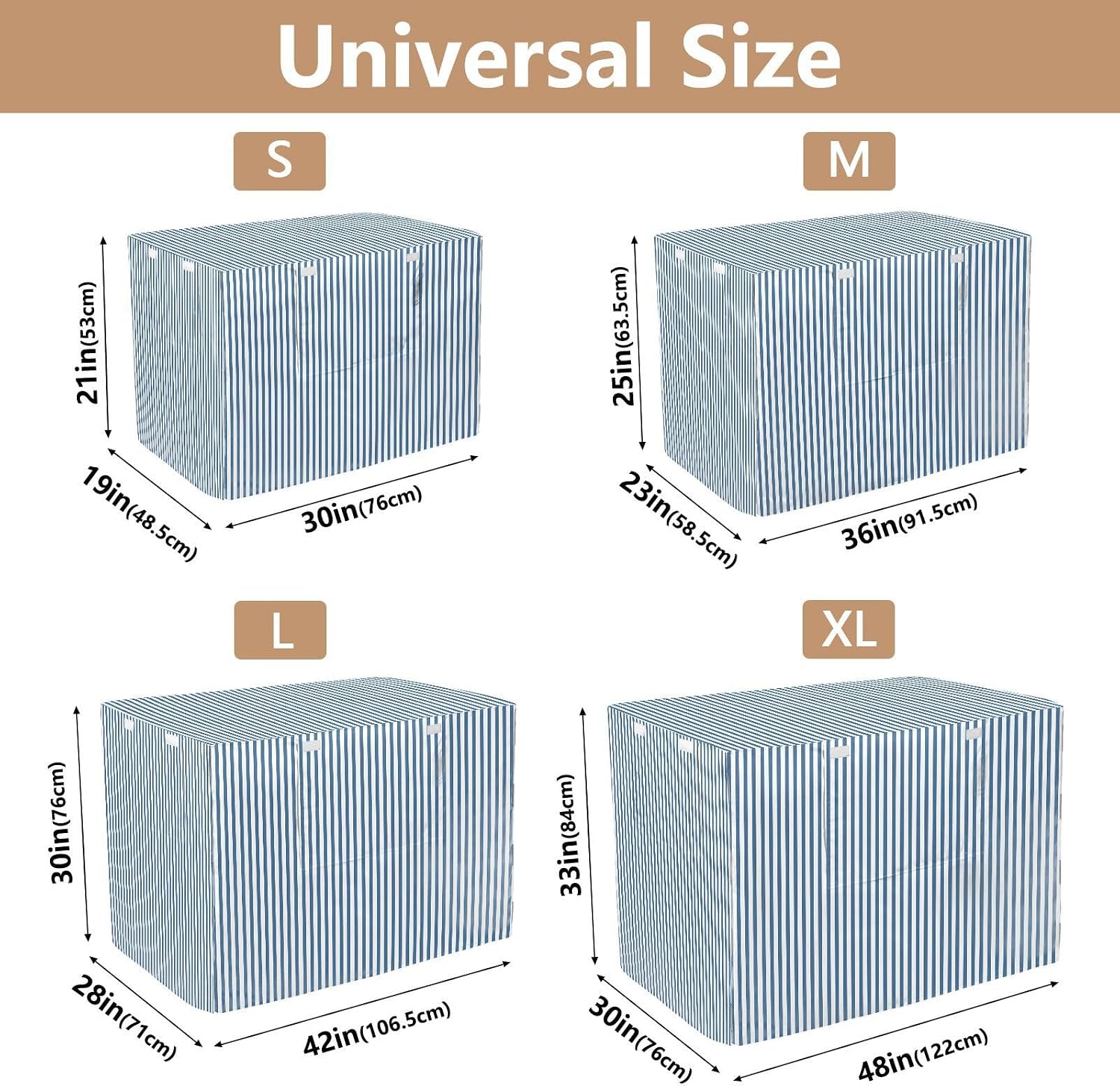 Blue White Stripes Dog Crate Cover 600D Oxford Heavy Duty Kennel Cover Mesh Window Soundproof Waterproof Sunshade Universal Fit for 42 inches Wire Cage