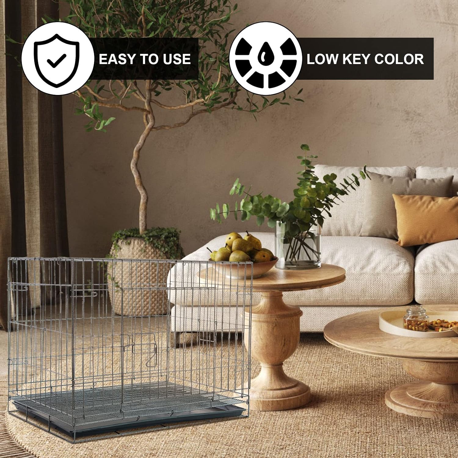 2 Pcs 42" Dog Crate Tray Replacement Dog Crate Pan Kennel Bottom Tray Replacement Plastic Bottom Pan Easy to Clean, Easy to Assemble, Ideal for Potty Training-Perfect for Pet Crates, Black