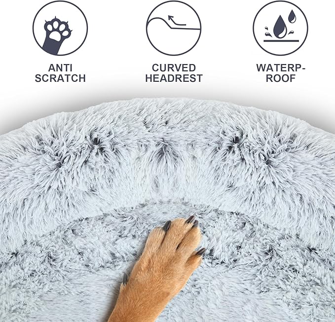 Luxurious Dog Couch Bed Protector for Dogs Memory Foam, Removable Fluffy Plush Pet Couch Cover for Dogs Washable, Calming Dog Sofa Beds, Waterproof Couch Protector, Pet Beds Mats for Couch(L)