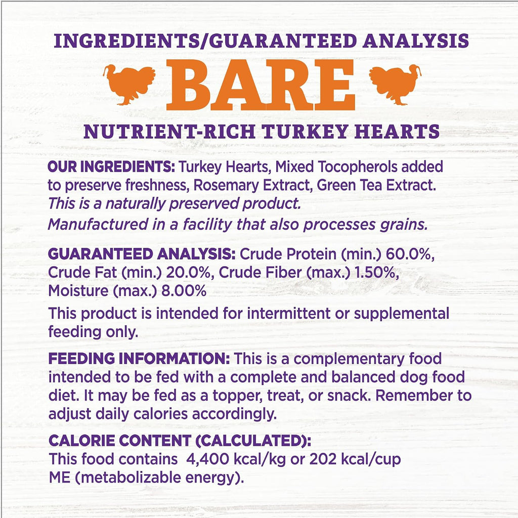 Wellness Bowl Boosters Bare Freeze Dried Turkey Dog Food Topper for Small, Medium, and Large Breeds, Grain Free, Natural, 4 oz Bag