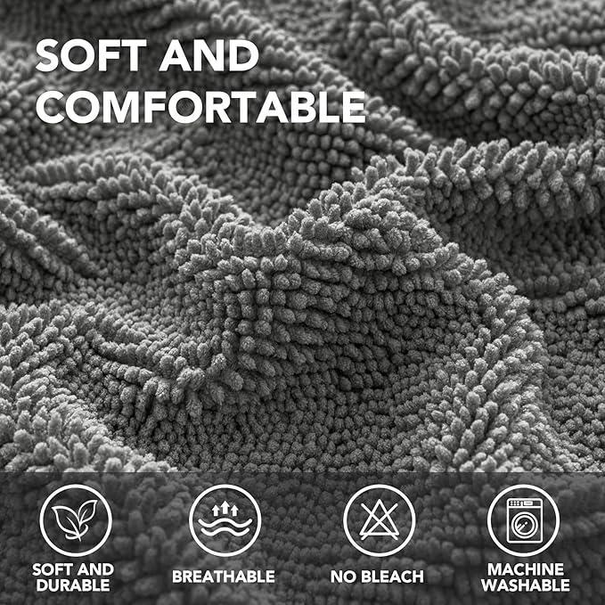 H.VERSAILTEX Non Slip Pet Couch Cover Chenille Dog Bed Protector Thick Soft Sofa Slipcover Pet Friendly Washable Couch Cushion Covers for Pets (40" x 50", Gray)